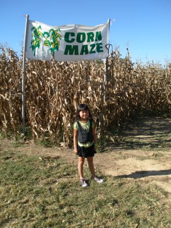 Kasen entering the corn maze